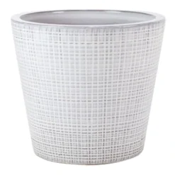 Indoor White Checked Ceramic Pot, Large