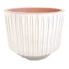 Indoor White Glazed Fluted Ceramic Pot, Large
