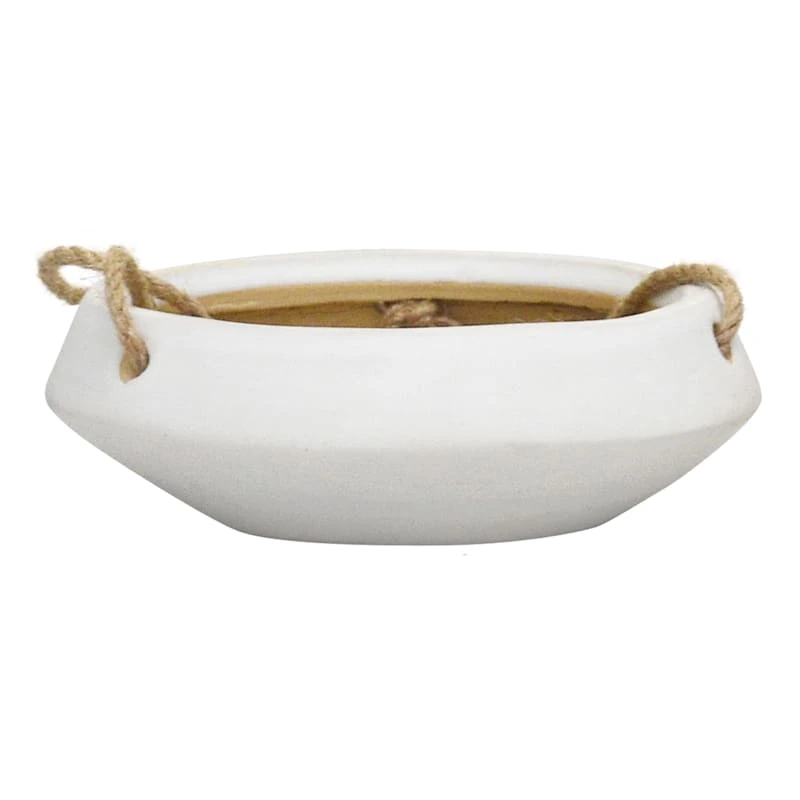 Indoor White Glazed Hanging Ceramic Bowl Planter, Medium 1 Indoor White Glazed Hanging Ceramic Bowl Planter, Medium