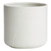 Indoor White Modern Lines Ceramic Pot, 5"