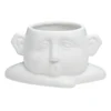 Indoor White Sleepy Man Ceramic Pot, 6.6"