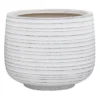 Indoor Whitewashed Horizontal Lines Ceramic Pot, 8"