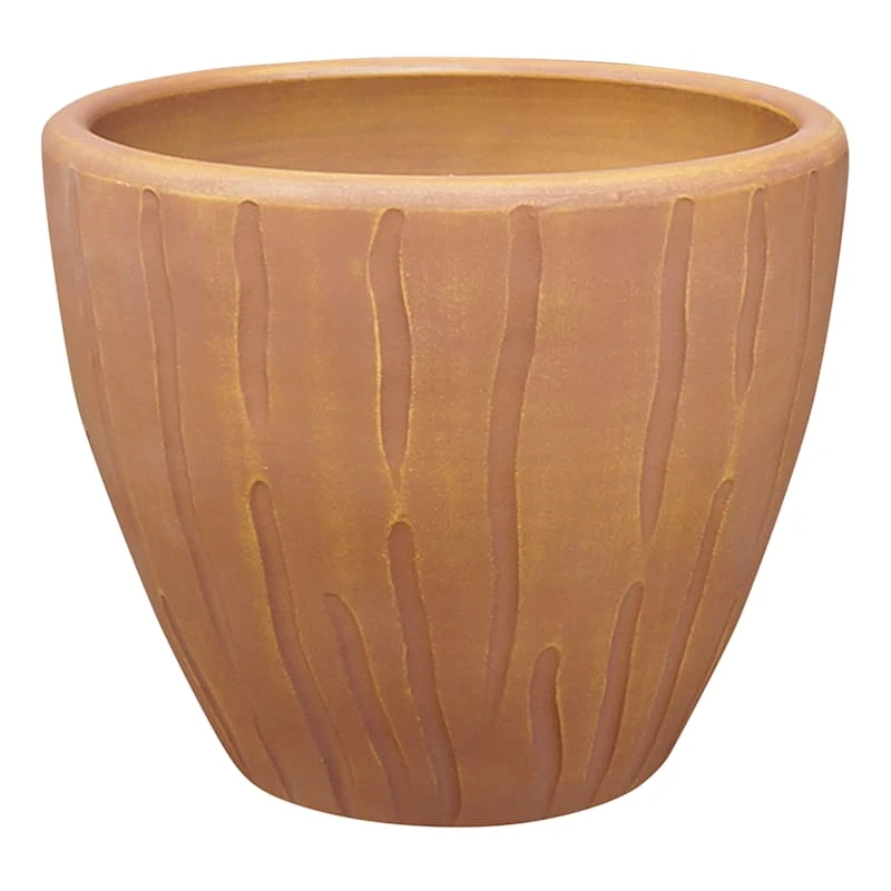Indoor Wood-Look Clay Pot, Large 1 Indoor Wood-Look Clay Pot, Large