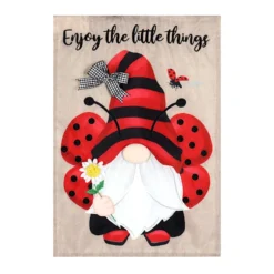 Ladybug Gnome Garden Flag