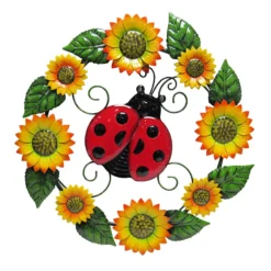 Ladybug & Sunflower Metal Outdoor Wall Decor, 20"