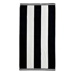 Laila Ali Black Cabana Striped Beach Towel, 34x62
