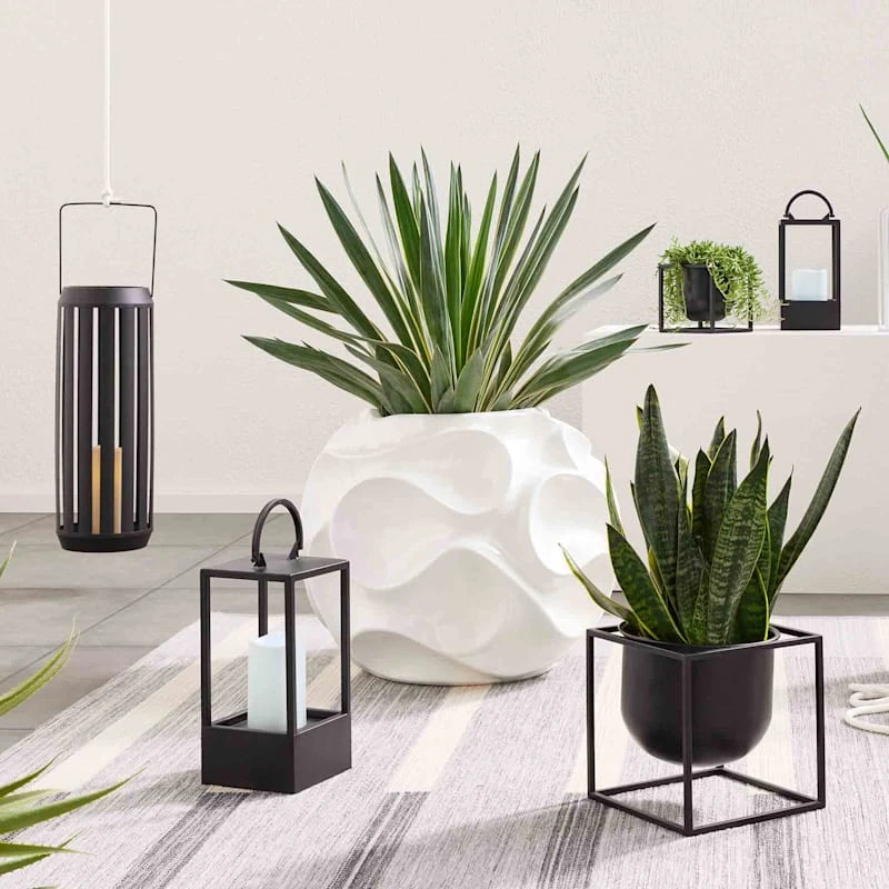 Laila Ali Black Metal Outdoor Lantern, 13" 4 Laila Ali Black Metal Outdoor Lantern, 13" - Image 4