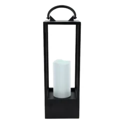 Laila Ali Black Metal Outdoor Lantern, 16"