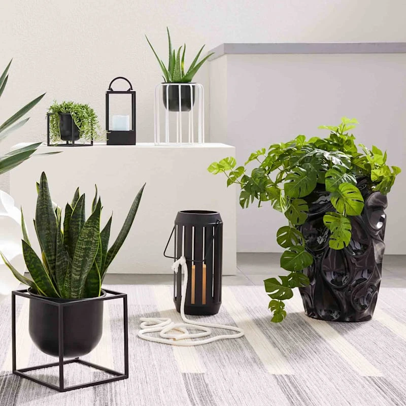 Laila Ali Black Metal Outdoor Lantern, 21" 4 Laila Ali Black Metal Outdoor Lantern, 21" - Image 4