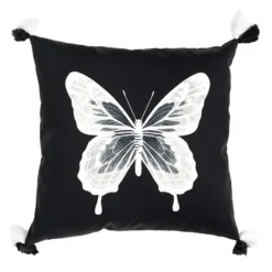 Laila Ali Black & White Butterfly Outdoor Throw Pillow, 18"