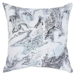 Laila Ali Bryant Blue & Grey Marble Outdoor Throw Pillow, 16"