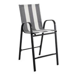 Laila Ali Stackable Black & White Striped Sling Patio Barstool