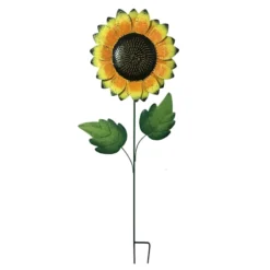 Large Metal Sunflower Garden Stake, 42"