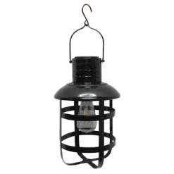 LED Black Metal Farmhouse Solar Lantern