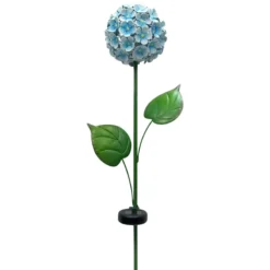 LED Blue Hydrangea Flower Ball Garden Stake, 41"