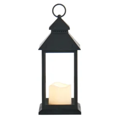 LED Candle Weatherproof Black Lantern With Timer, 12" -Outdoor Corner Shop led candle weatherproof black lantern with timer 12 3