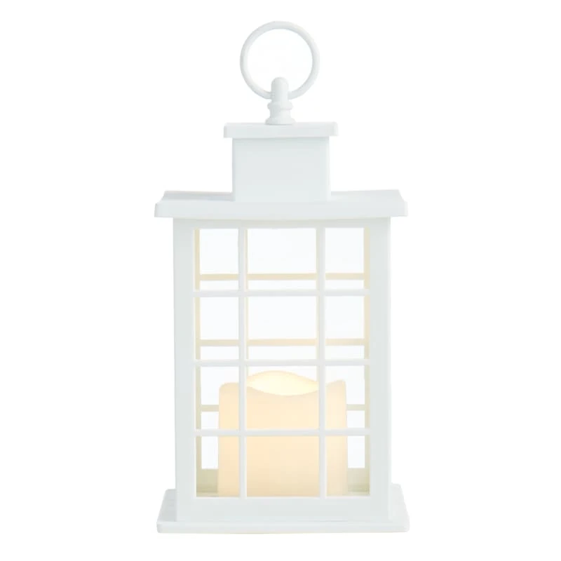 LED Candle Weatherproof White Lantern With Timer, 10" 5 LED Candle Weatherproof White Lantern With Timer, 10" - Image 5