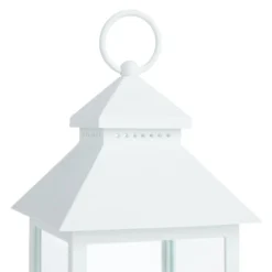 LED Candle Weatherproof White Lantern With Timer, 12" 7 LED Candle Weatherproof White Lantern With Timer, 12" -Outdoor Corner Shop led candle weatherproof white lantern with timer 12 2