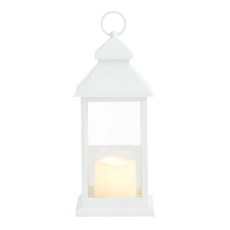 LED Candle Weatherproof White Lantern With Timer, 12" 5 LED Candle Weatherproof White Lantern With Timer, 12" - Image 5