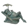 LED Lighted Frog With Umbrella Garden Statue, 19.3"