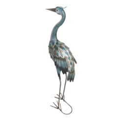 LED Metal Crane Garden Statue With Timer, 36.8"