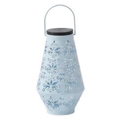 Light Blue Decorative Shadow Lantern, 8.3"
