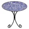 Medium Blue Mosaic Bird Bath With Stand, 21"