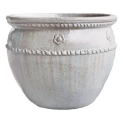 Medium White Glazed Clay Pot, 10"