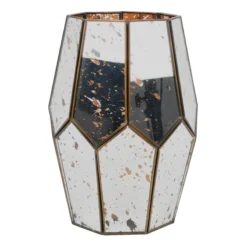 Mercury Glass Multi-Faceted Tabletop Lantern, 9.8"