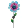 Metal Glass Flower Garden Stake & Solar Panel, 41"