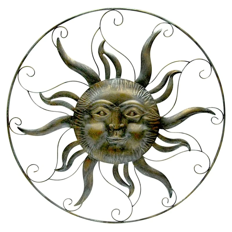 Metal Sun Face Outdoor Wall Decor, 32" 1 Metal Sun Face Outdoor Wall Decor, 32"