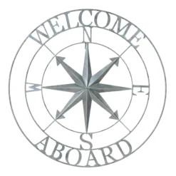 Metal Welcome Compass Outdoor Wall Decor, 27"