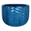 Mist Blue Herringbone Ceramic Planter, Large