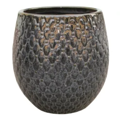 Moonlight Tall Metallic Black Ceramic Planter, Large