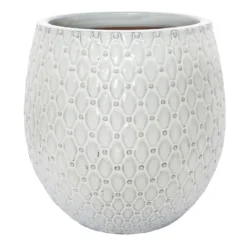 Moonlight Tall White Ceramic Planter, 14.5"