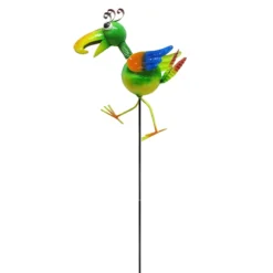 Multicolor Metal Whimsy Bird Garden Stake, 32"