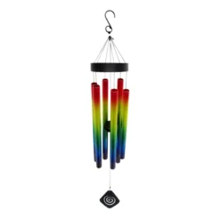 Multicolored Metal & Wood Tuned Windchime, 39"