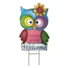 Multicolored Welcome Owl Yard Stake, 30"