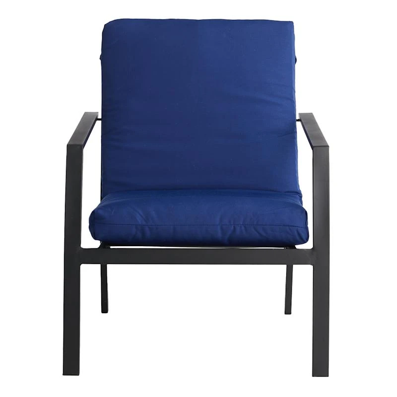 Navy Blue Canvas Outdoor Hinged Seat Cushion 2 Navy Blue Canvas Outdoor Hinged Seat Cushion - Image 2