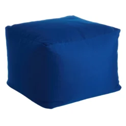 Navy Blue Canvas Outdoor Pouf, 20"