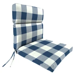 Navy Buffalo Check Outdoor Hinged Chair Cushion