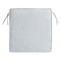 Navy Ticking Striped Gusseted Outdoor Deep Seat Cushion