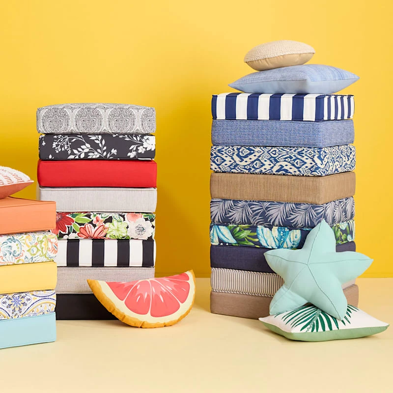 Navy Ticking Striped Gusseted Outdoor Deep Seat Cushion 6 Navy Ticking Striped Gusseted Outdoor Deep Seat Cushion - Image 6