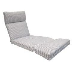 Navy Ticking Striped Universal Outdoor Chaise Lounge Cushion