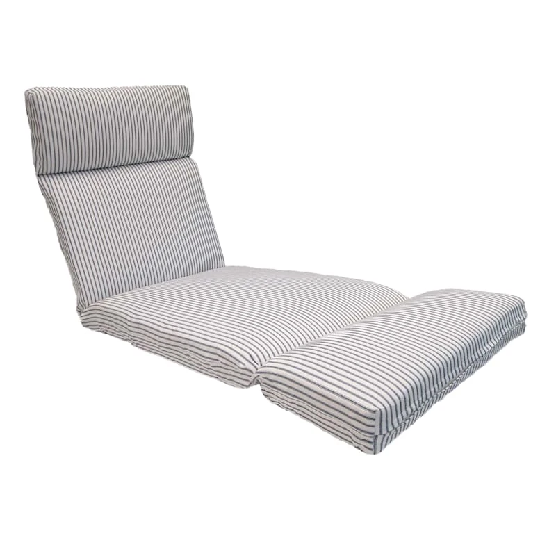 Navy Ticking Striped Universal Outdoor Chaise Lounge Cushion 1 Navy Ticking Striped Universal Outdoor Chaise Lounge Cushion