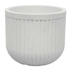 Off-White Fluted Low Planter, 16.5"