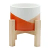 Orange Colorblock Ceramic Citronella Candle With Stand