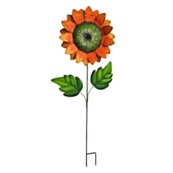 Orange Sunflower Garden Stake, 42.5"