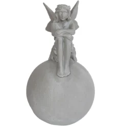 Outdoor Fairy On Ball Figurine, 12"