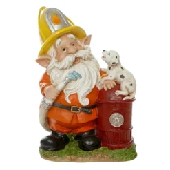 Outdoor Fireman Garden Gnome Figurine, 15"